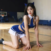 日系纯情学院风啦啦队长分体套装—甜美学生制服